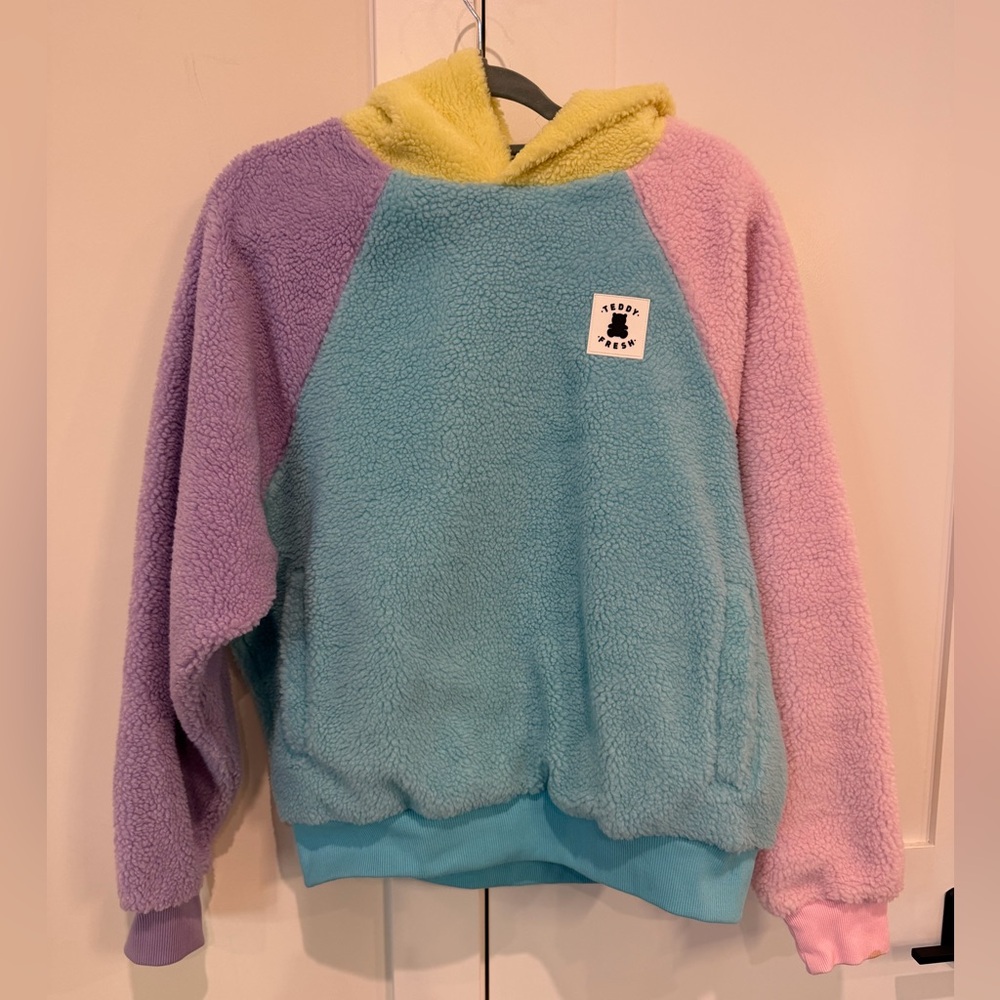 Teddy Fresh Colorblock Fleece Hoodie Sweatshirt New With Tags Sz Small Sold Out - Picture 5 of 15